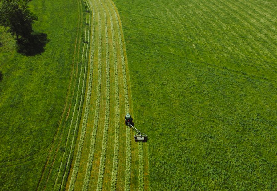 Rotary cutter mowing a grown up field on rural Sebastian County ground